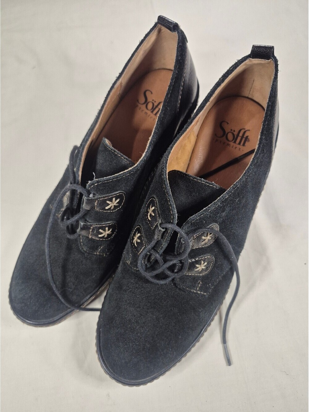 Sofft Camilla Black Suede Wedge Bootie 8.5 M